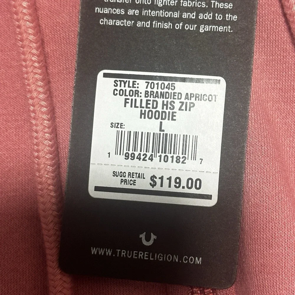 True Religion Mens Brandied Apricot Buddha Graphic Zip Hoodie 701045 L NEW